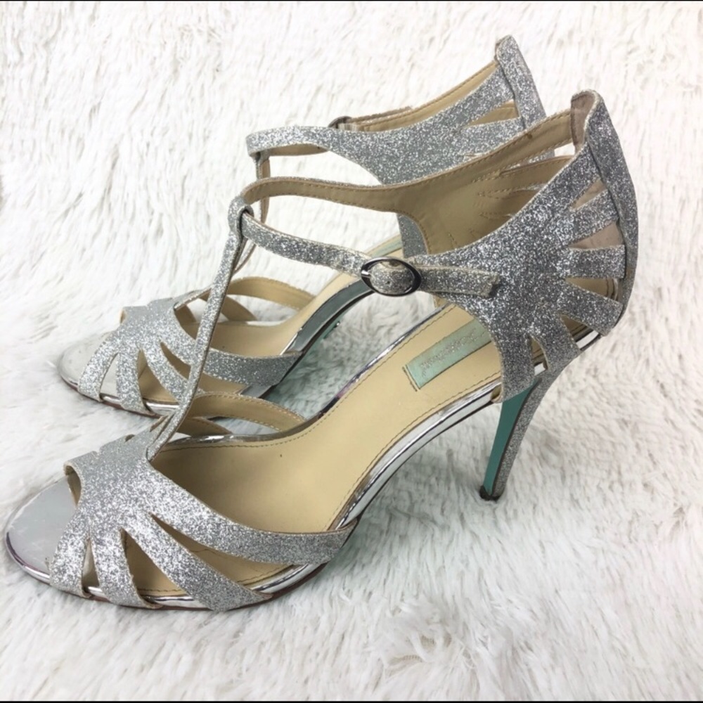 BETSEY JOHNSON Blue Silver SB-Tee Dress Sandals